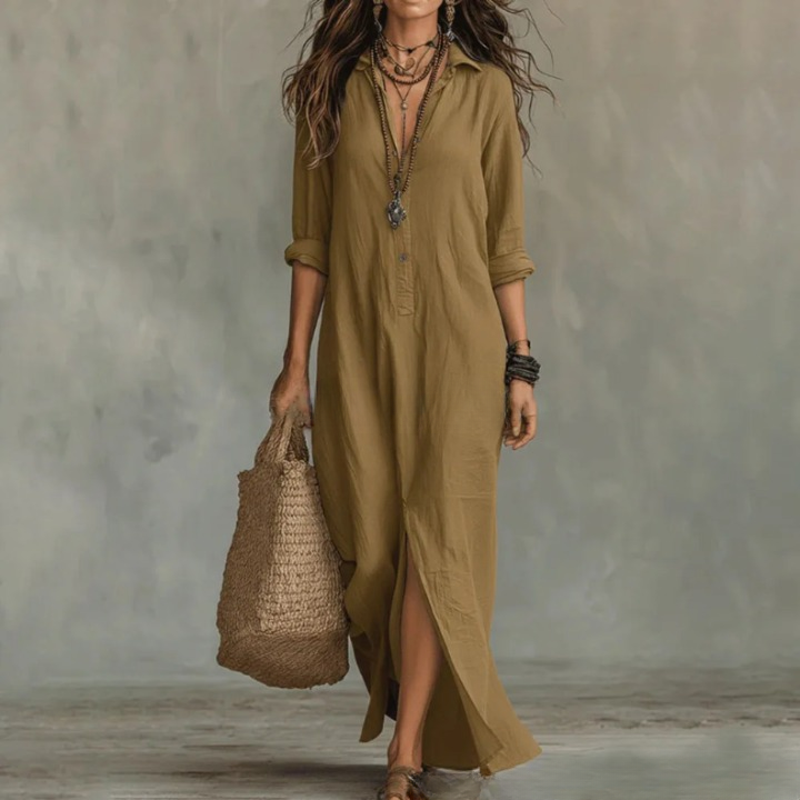 Women's white shirt dress ankle-length