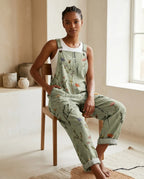 Women's green jumpsuit botanical print with