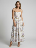 Women’s white and purple women's floral corset midi dress