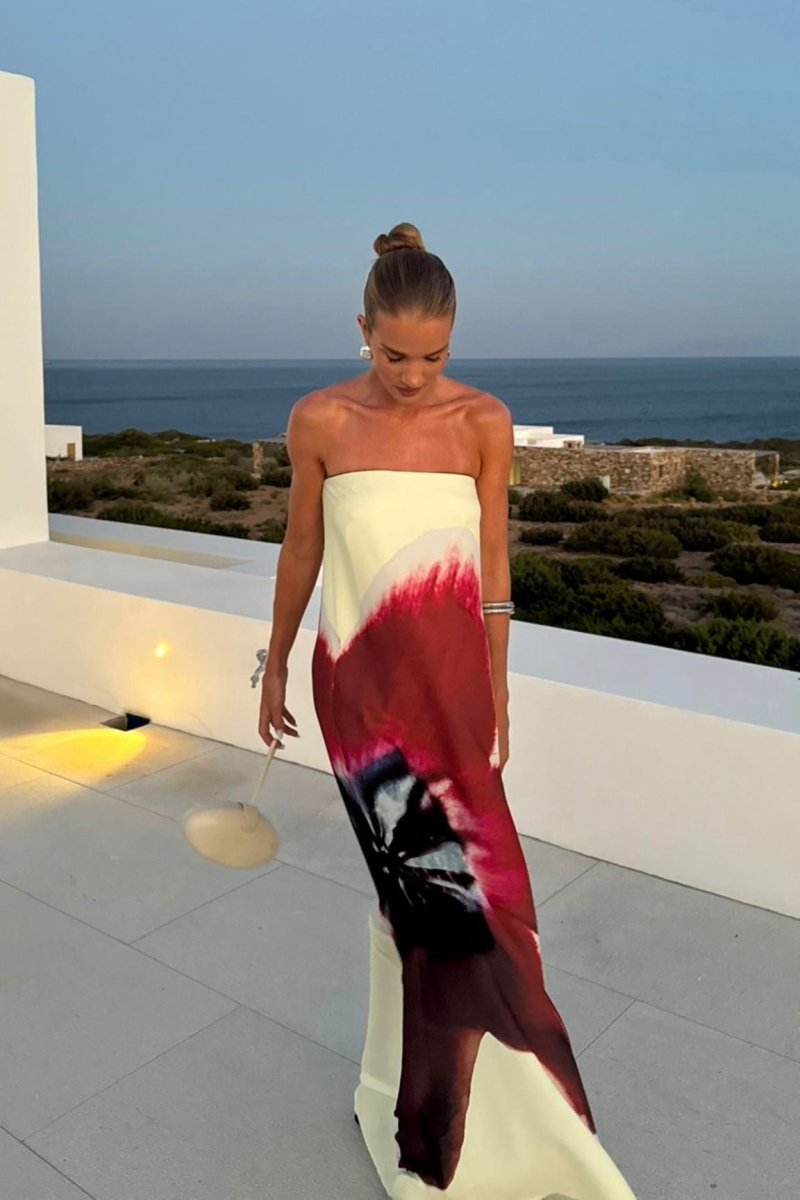 Women's maxi dress in a multicolour print, product photo