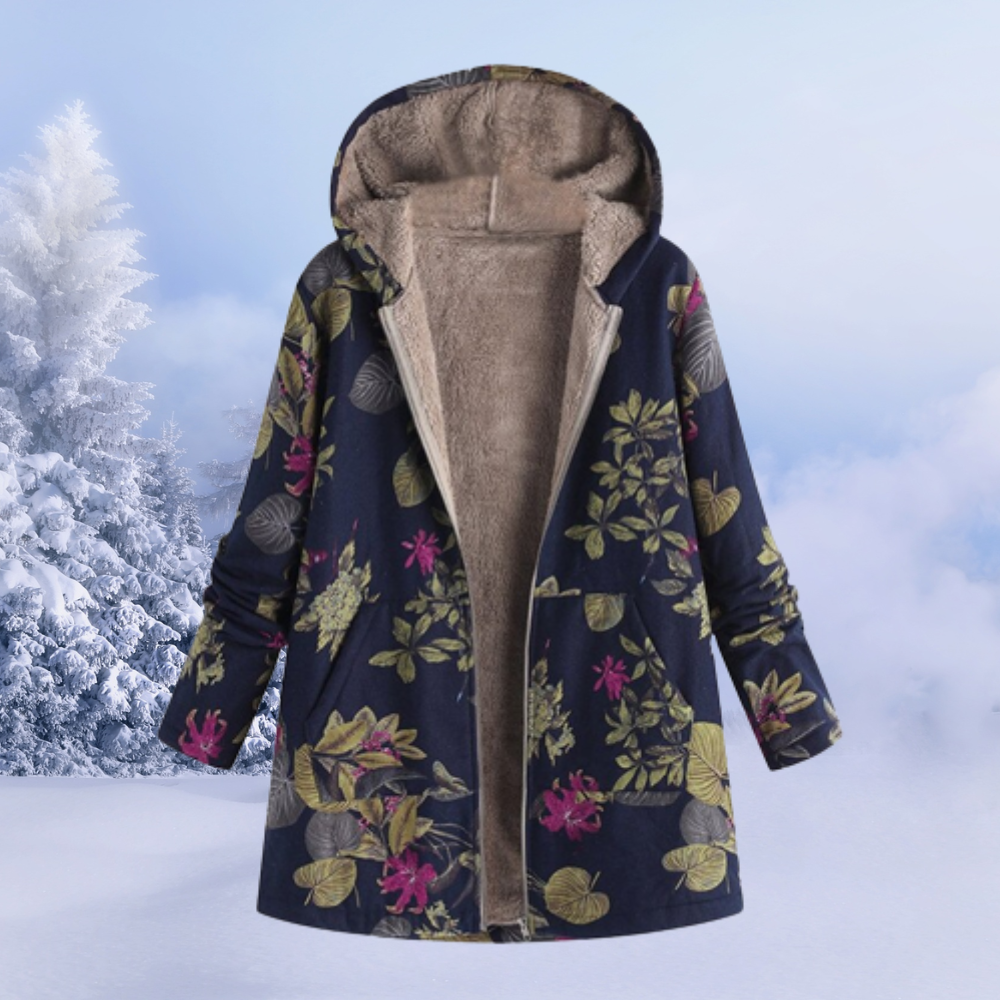 Women's hooded puffer jacket in black warm insulated winter