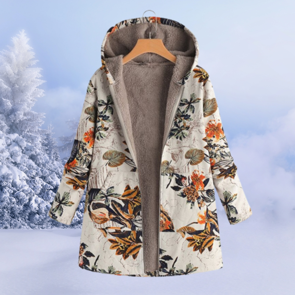 Women's hooded puffer jacket in black warm insulated winter