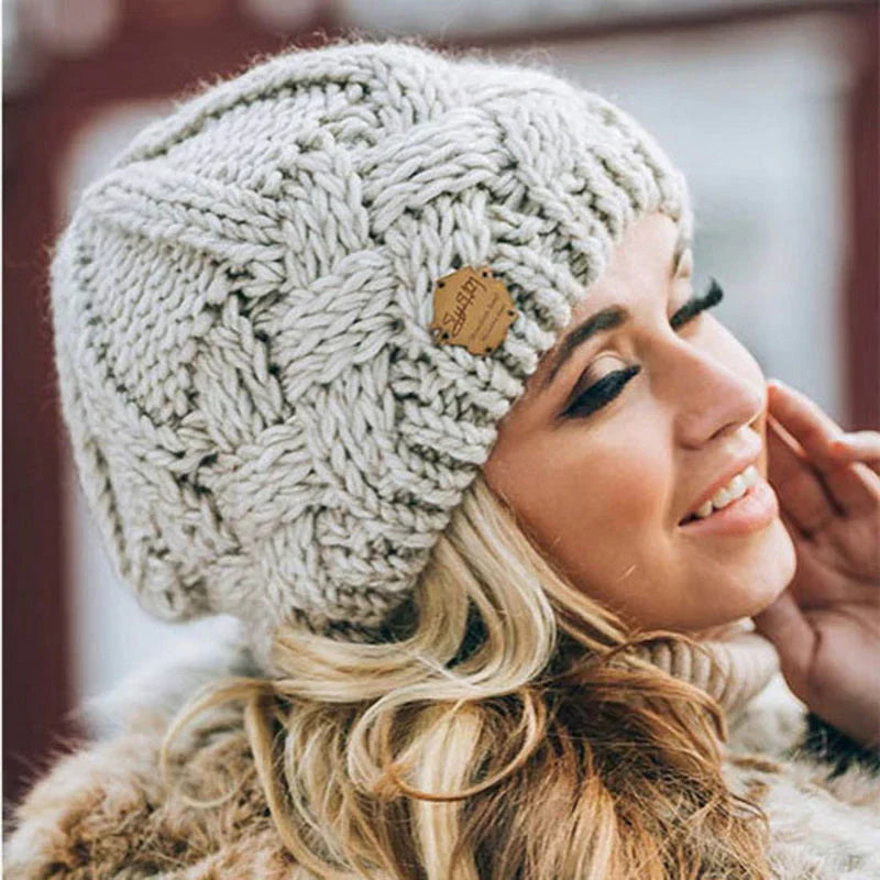 Coffee knitted beanie for winter