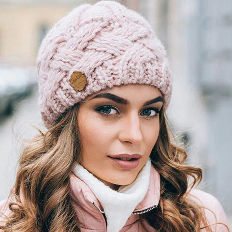 Black knitted beanie for winter