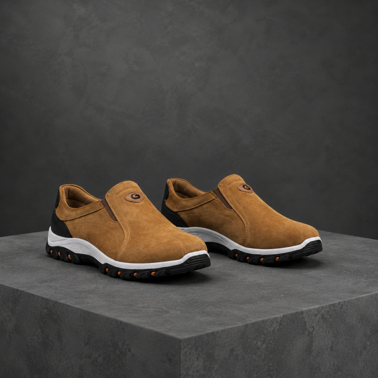 Men's camel slip-on outdoor sneakers