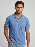 Men’s blue men's casual polo shirt vintage wash