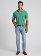 Men’s blue men's casual polo shirt vintage wash