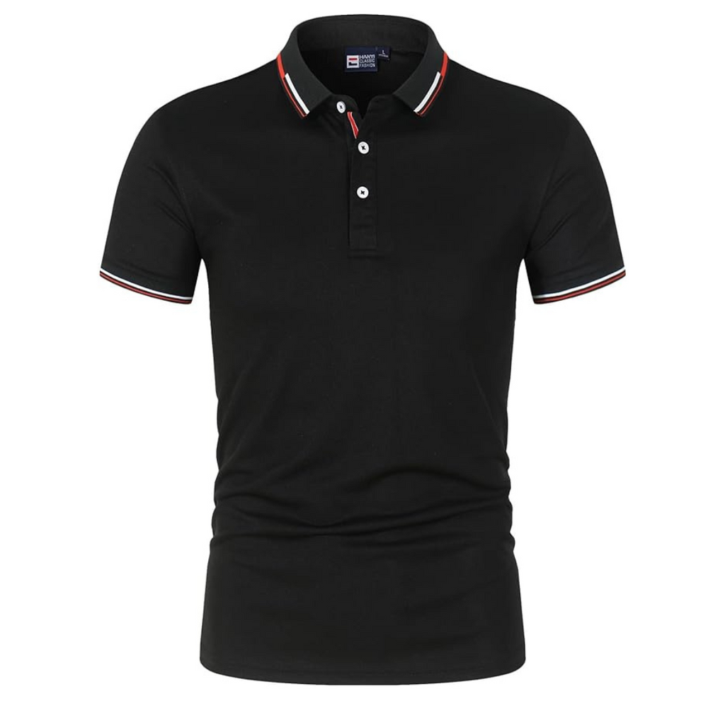 Men’s black men's polo shirt contrast trim