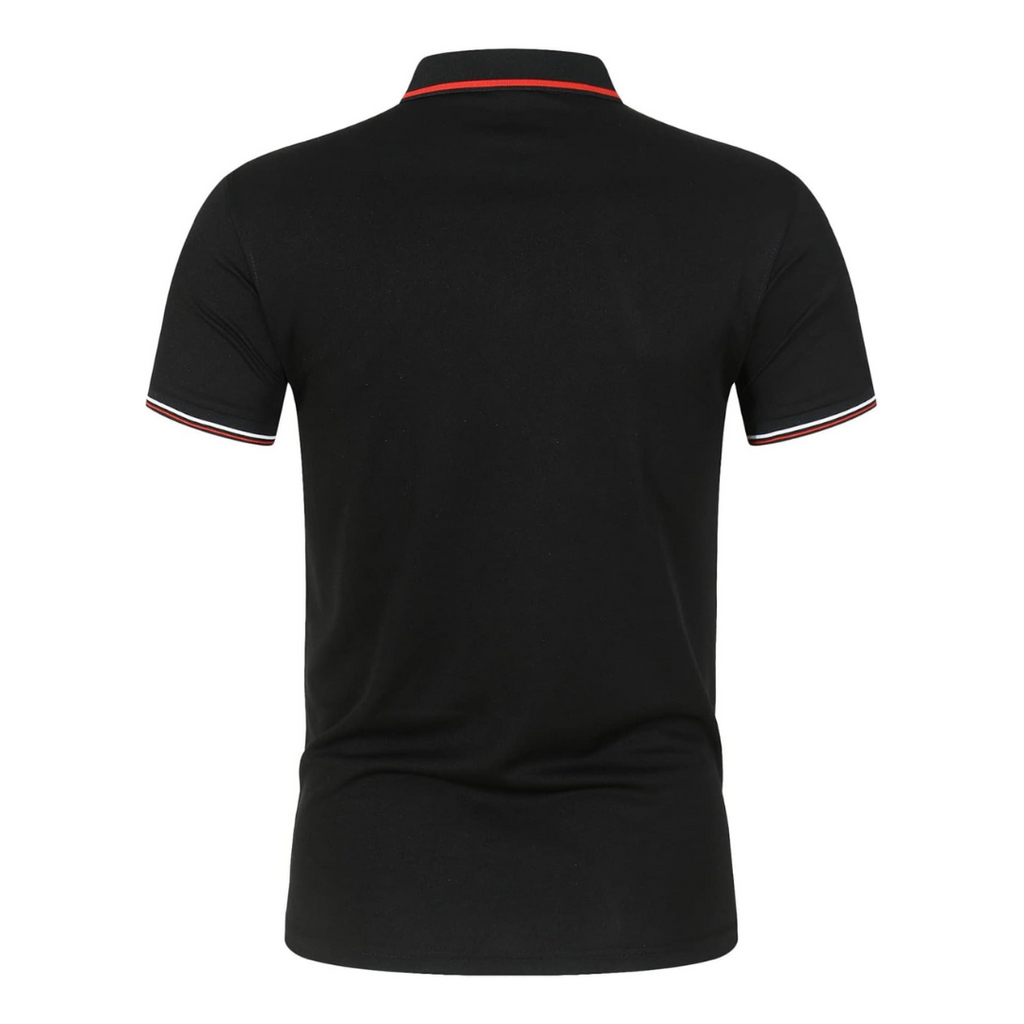 Men’s black men's polo shirt contrast trim