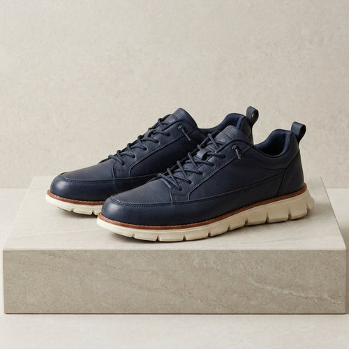 Men's midnight navy leather casual sneakers