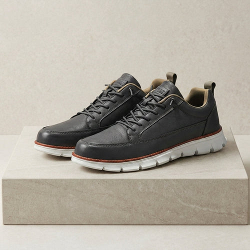 Men's midnight navy leather casual sneakers