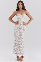 Women’s women's white lace maxi dress
