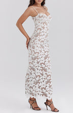 Women’s women's white lace maxi dress