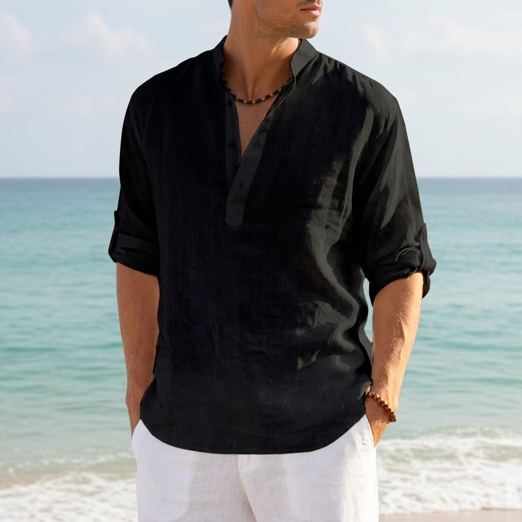 Linen henley shirt, available in multiple colourways, photo 8