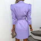 Women's Long Tailored Blazer Dress with Belt for Office Wear — product photo