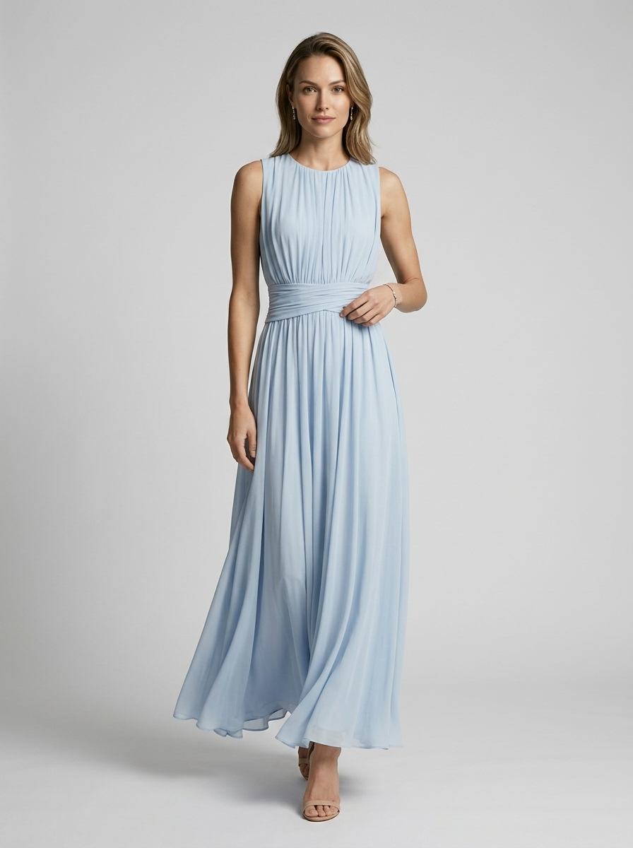 Women’s light blue women's flowing sleeveless maxi dress