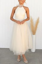 Women’s light brown women's halterneck maxi dress
