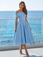Women’s sky blue women's off-shoulder midi dress