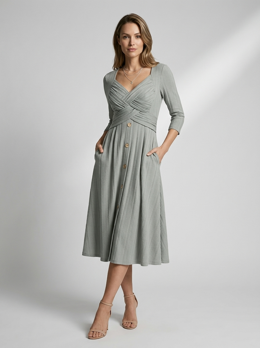 Women’s grey women's a-line dress cross detail