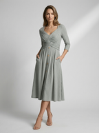 Women’s grey women's a-line dress cross detail