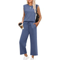 Women’s blue women's sleeveless lounge set