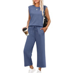 Women’s blue women's sleeveless lounge set