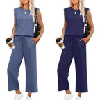 Women’s blue women's sleeveless lounge set