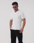 Men’s white men's ribbed polo shirt