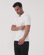 Men’s white men's ribbed polo shirt