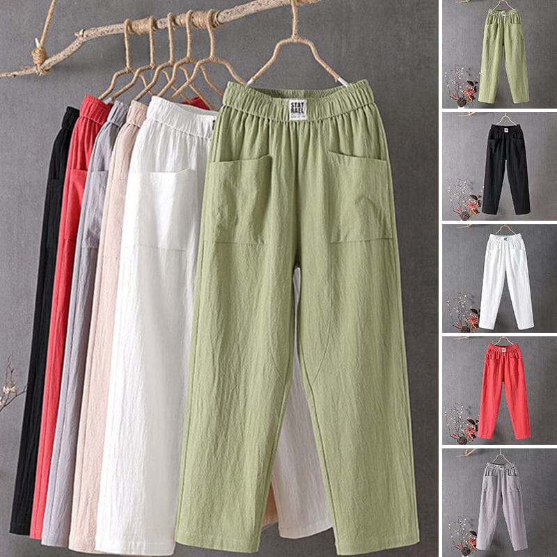 Women's cotton linen blend pants, available in multiple colourways, product photo 2