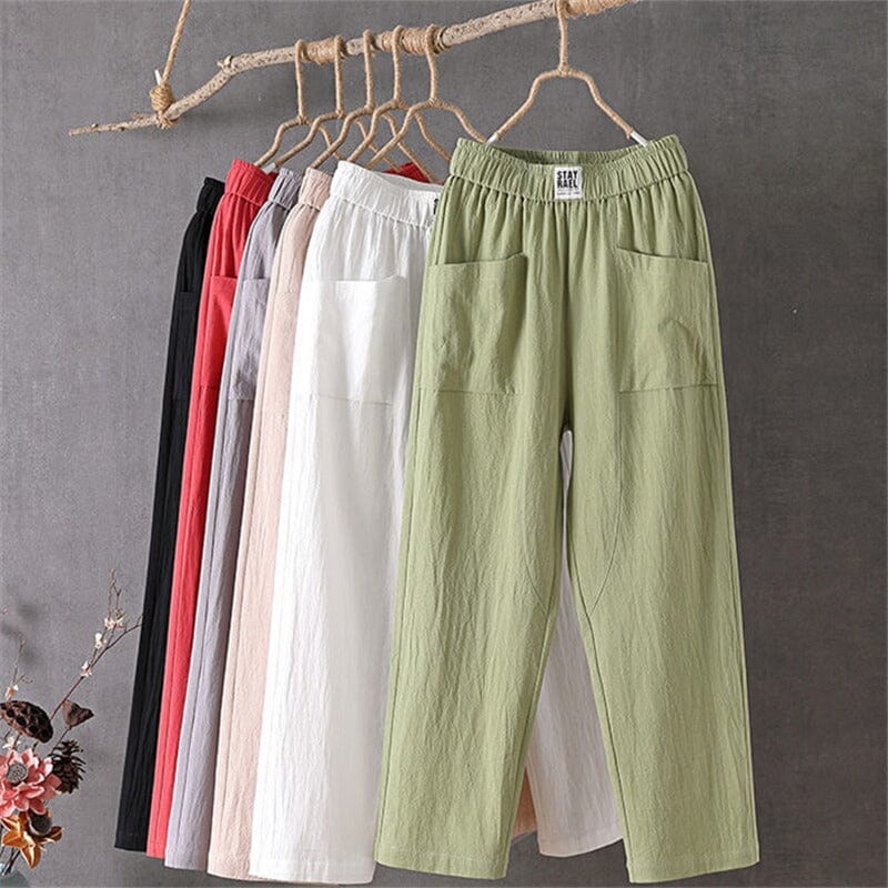 Women's cotton linen blend pants, available in multiple colourways, product photo 4