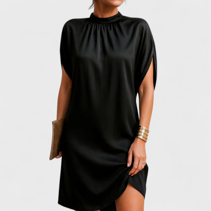 Women's black v-neck dress regular straight-fit solid