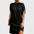Women's black v-neck dress regular straight-fit solid