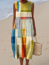Josephine | Women's Midi Dress Sleeveless Geometric Print for Spring