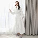 Women's orange plush fleece dressing gown with shawl collar