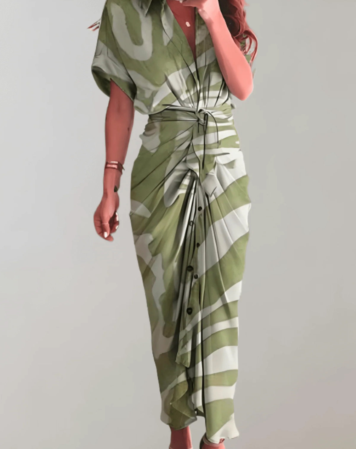 Women's Fitted Bodycon Maxi Dress with Batwing Sleeves for Evening — Grey