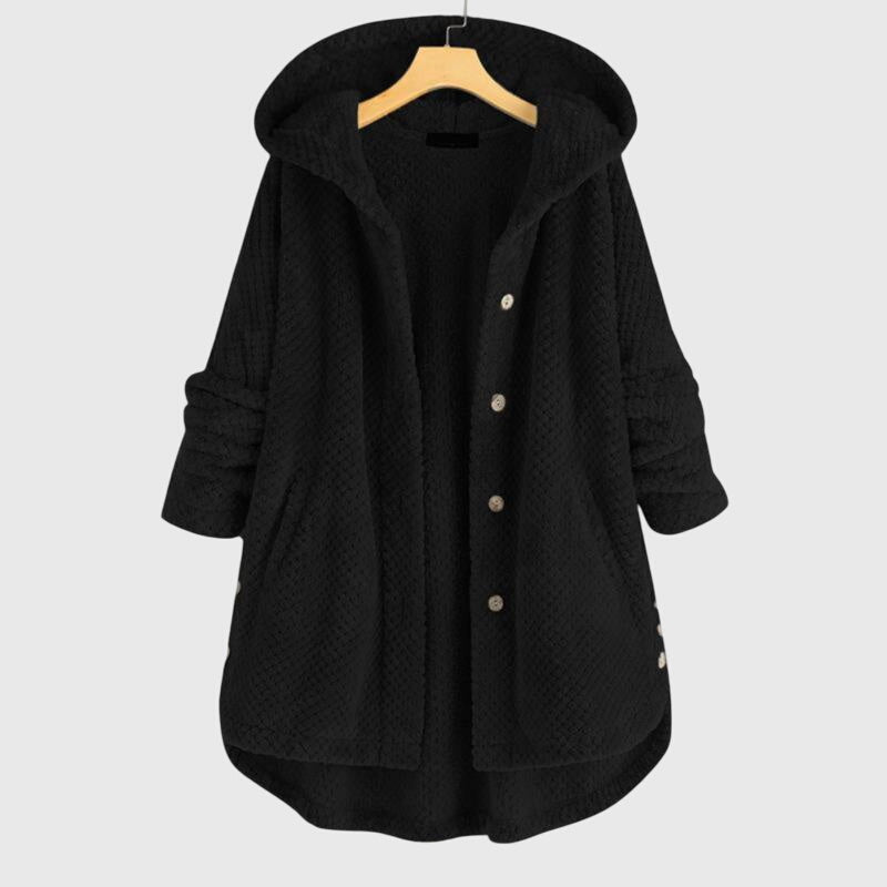 Women's white hooded zip-up fleece jacket