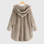 Women's white hooded zip-up fleece jacket