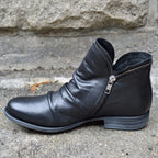 Women's Faux Leather Ankle Boots with Side Zip, available in multiple colourways