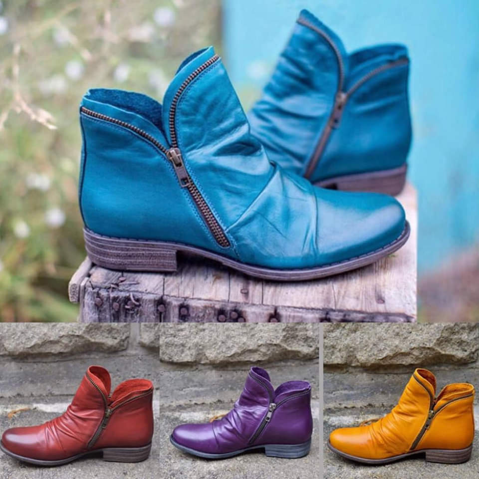 Women's Faux Leather Ankle Boots with Side Zip, multiple colourways, photo 8