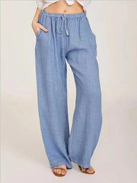 Faye | Women's Wide-Leg Drawstring Trousers Cotton