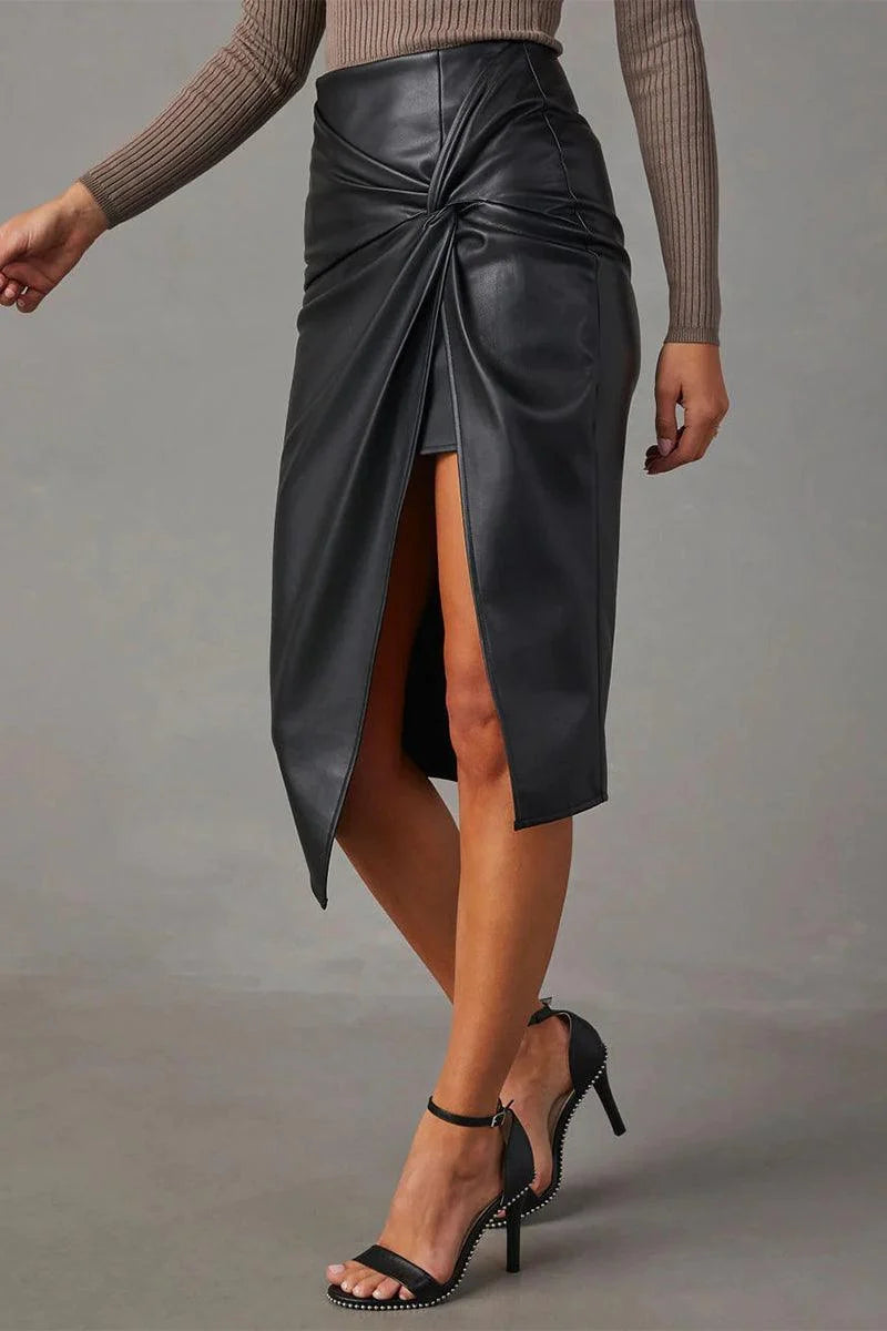 Women's High-Waisted Ruched Pencil Skirt for Office Wear — product photo