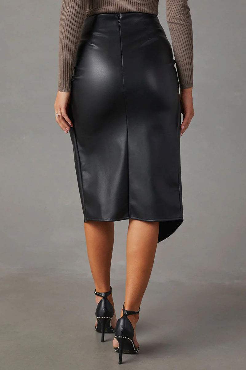 Women's High-Waisted Ruched Pencil Skirt for Office Wear — product photo