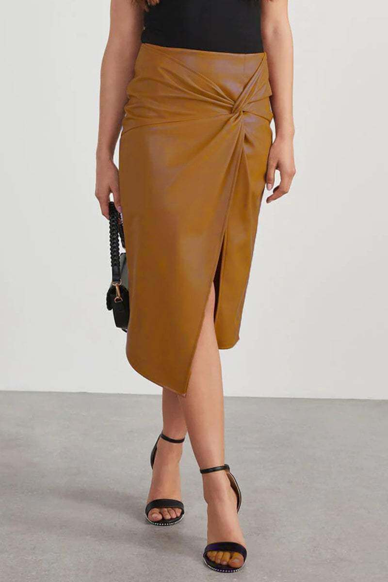 Women's High-Waisted Ruched Pencil Skirt for Office Wear — product photo