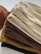 women's high waist wide-leg corduroy trousers