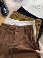 women's high waist wide-leg corduroy trousers