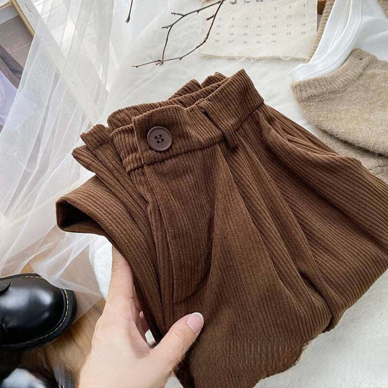 women's high waist wide-leg corduroy trousers