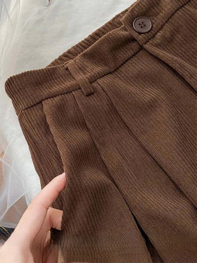 women's high waist wide-leg corduroy trousers