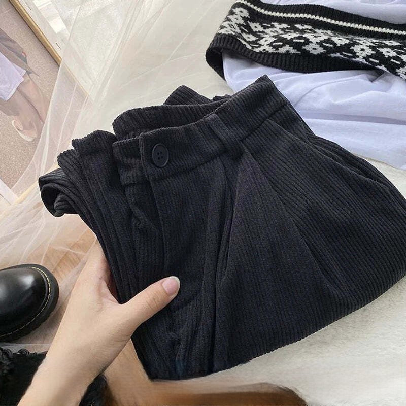women's high waist wide-leg corduroy trousers