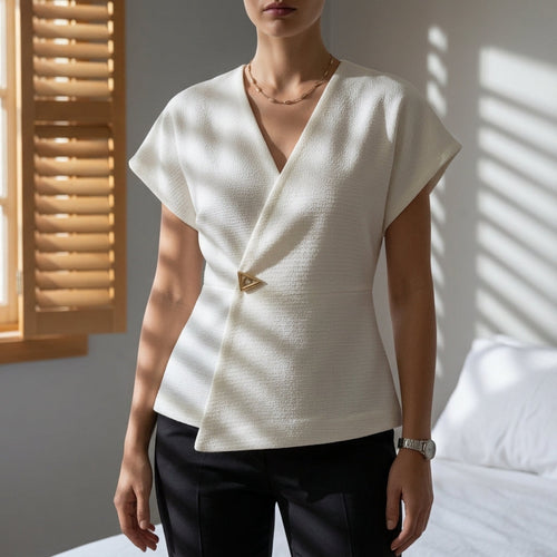 Women's white wrap blouse
